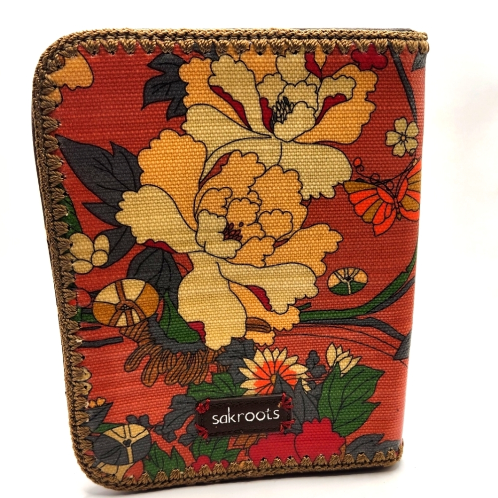 Sakroots Ereader Planner Wallet Artist Circle Orange Flower Power